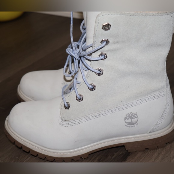 Timberland Women’s Size 7 light blue WP Fleece Fold Down Nubuck Boots AJ-327 - Picture 5 of 10